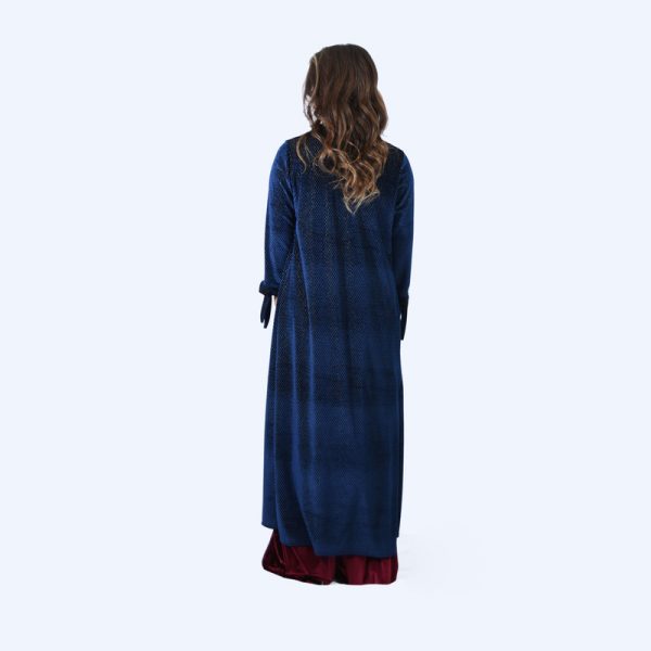 Tapado Kimono Largo Verona Azul Brillos Terciopelo Maria Paskaro - Imagen 4