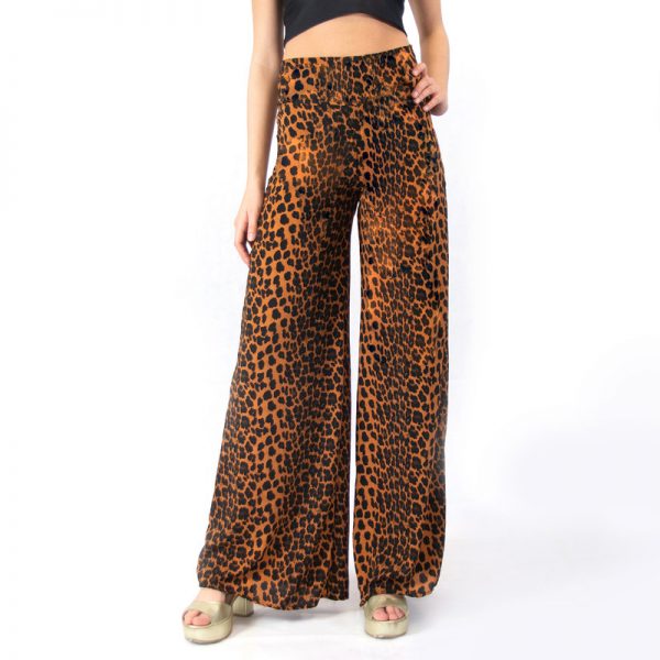 Pantalon Palazo Bogota Animal Print Crepe Maria Paskaro