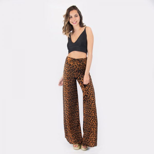 Pantalon Palazo Bogota Animal Print Crepe Maria Paskaro - Imagen 2