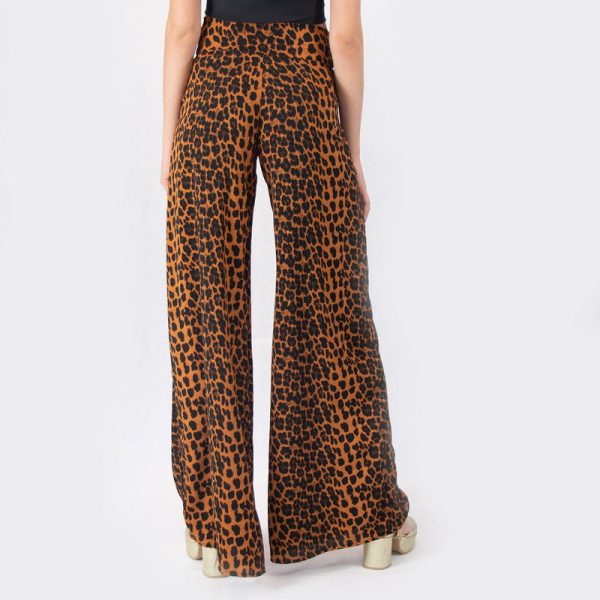 Pantalon Palazo Bogota Animal Print Crepe Maria Paskaro - Imagen 3