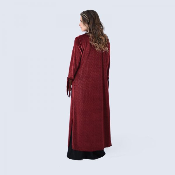 Tapado Kimono Largo Verona Ladrillo Textura Terciopelo Maria Paskaro - Imagen 4
