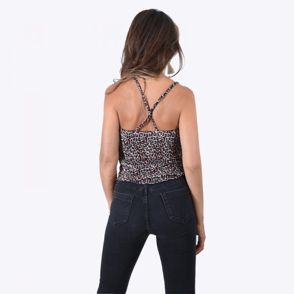 Polera Hanoi Animal Rojo Lycra Tirantes Nudo Delantero Maria Paskaro - Imagen 3