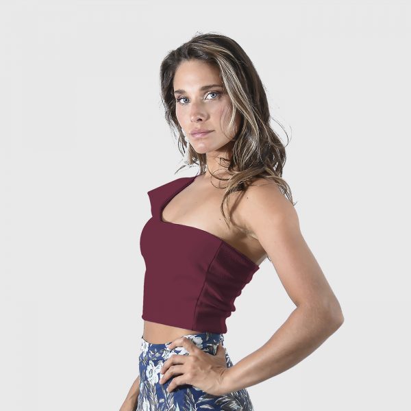 Peto Guadalajara Cherry Lycra Sofia 1 Hombro Vuelos Maria Paskaro - Imagen 2