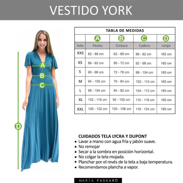 Vestido Largo York Negro Lycra Mangas  Maria Paskaro - Imagen 5