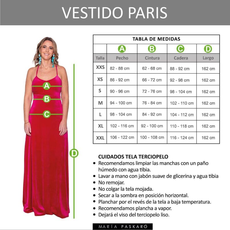 Vestido Largo Paris Verde Terciopelo Lazo Maria Paskaro