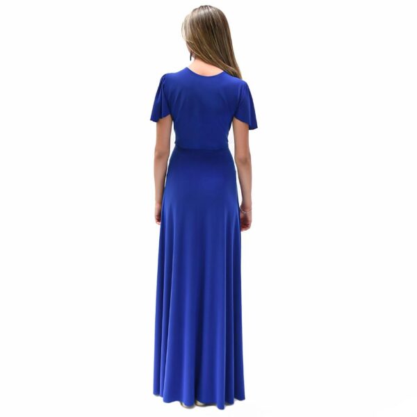 Vestido Largo York Azulino Dupont Mangas  Maria Paskaro - Imagen 2