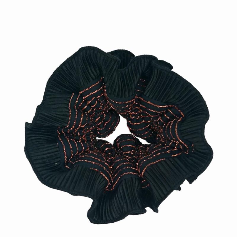 Scrunchie Begonia M Negro Lineas Cobre Maria Paskaro