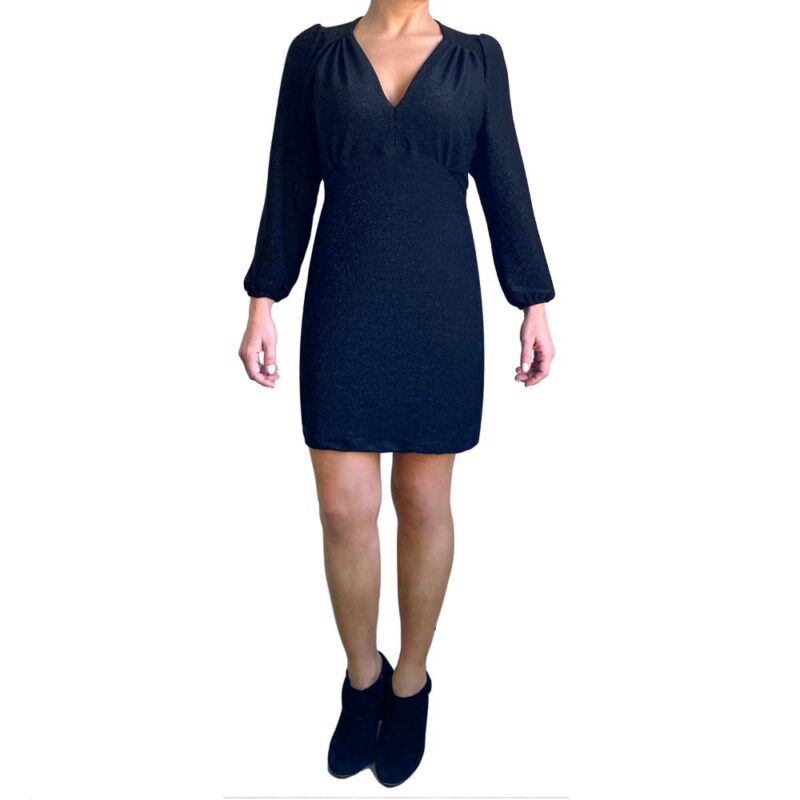 Vestido Corto Gervasi Negro Brillo Lycra Maria Paskaro