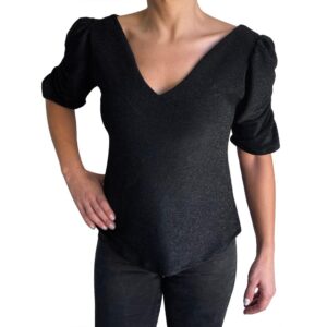 Polera Guell Negro Brillo Lycra Maria Paskaro