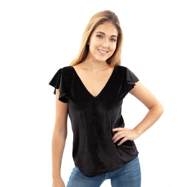 Polera Santi Terciopelo Negra Maria Paskaro