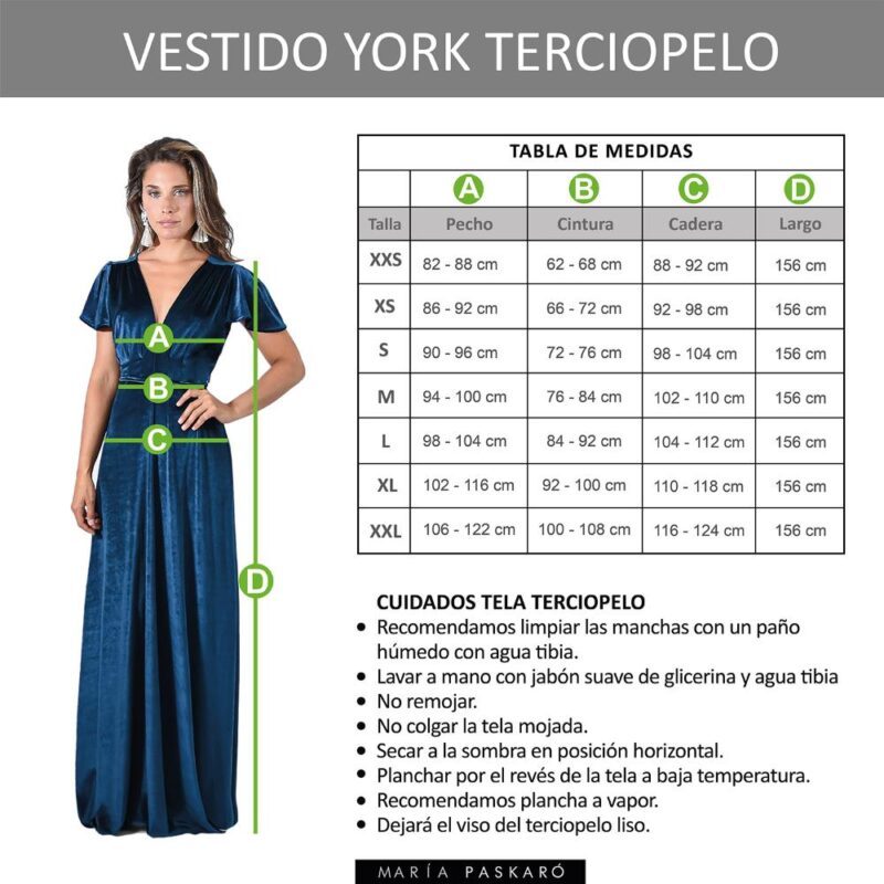 Vestido Largo York Azul Jaspeado Terciopelo Maria Paskaro