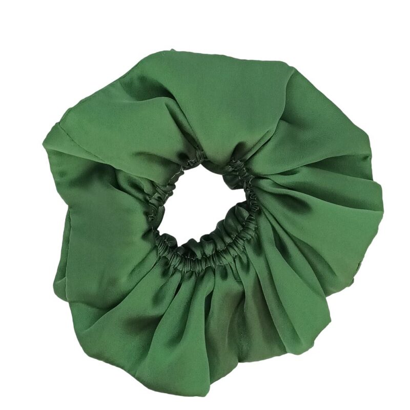 Scrunchie Collet Camelia L Verde Musgo Seda Maria Paskaro