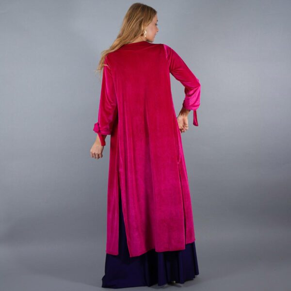 Tapado Kimono Largo Verona Fucsia Terciopelo  Maria Paskaro - Imagen 4