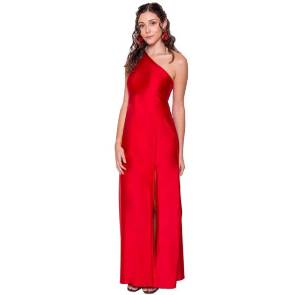 Vestido Largo Asti Rojo Dupont Maria Paskaro