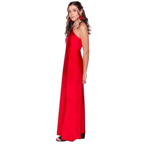 Vestido Largo Asti Rojo Dupont Maria Paskaro - Imagen 2