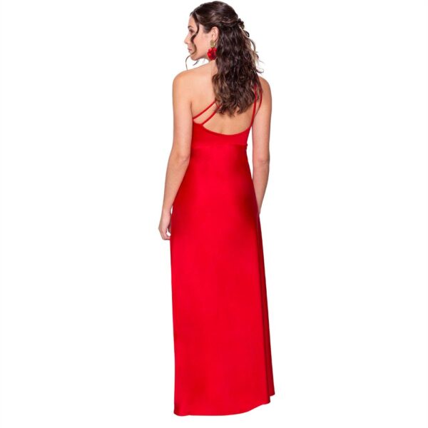 Vestido Largo Asti Rojo Dupont Maria Paskaro - Imagen 3