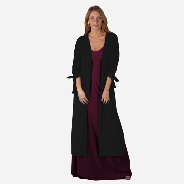 Tapado Kimono Largo Verona Negro Terciopelo Maria Paskaro - Imagen 4