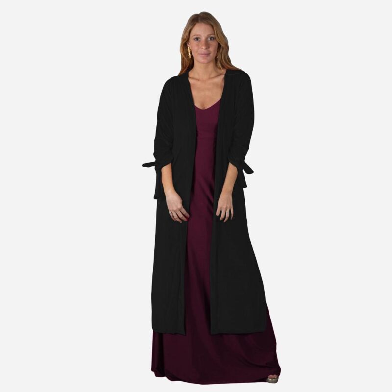Tapado Kimono Largo Verona Negro Terciopelo Maria Paskaro