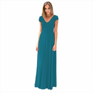 Vestido Largo Cairo Turquesa Lycra Maria Paskaro