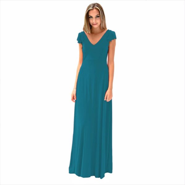 Vestido Largo Cairo Turquesa Lycra Maria Paskaro