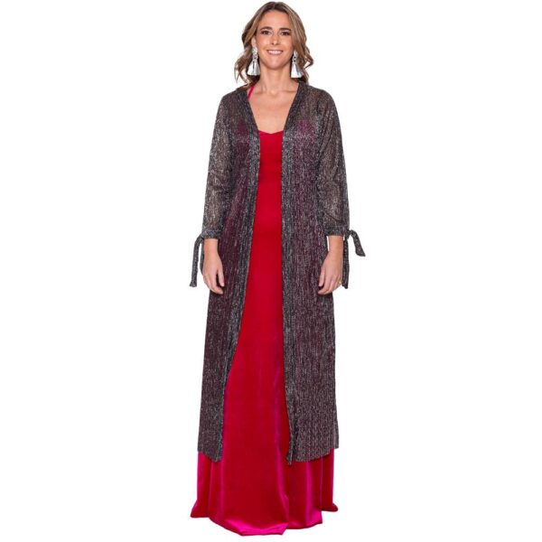 Tapado Kimono Largo Verona Grafito Brillo Transparente Maria Paskaro