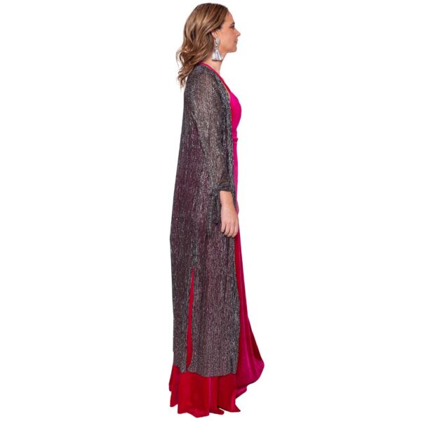 Tapado Kimono Largo Verona Grafito Brillo Transparente Maria Paskaro - Imagen 2