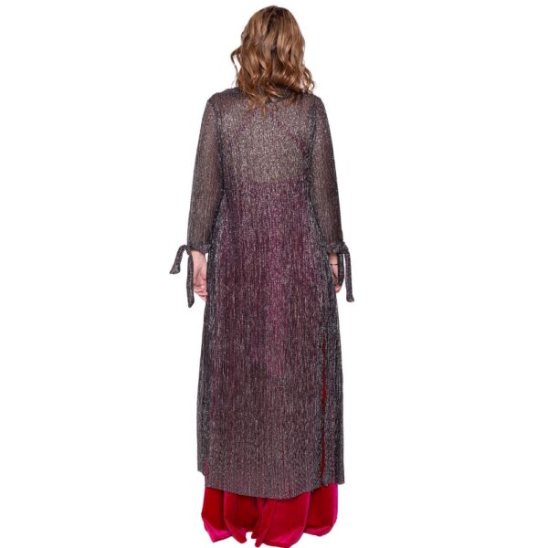 Tapado Kimono Largo Verona Grafito Brillo Transparente Maria Paskaro - Imagen 3