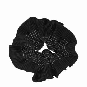 Scrunchie Begonia M Negro Líneas Plata  Maria Paskaro