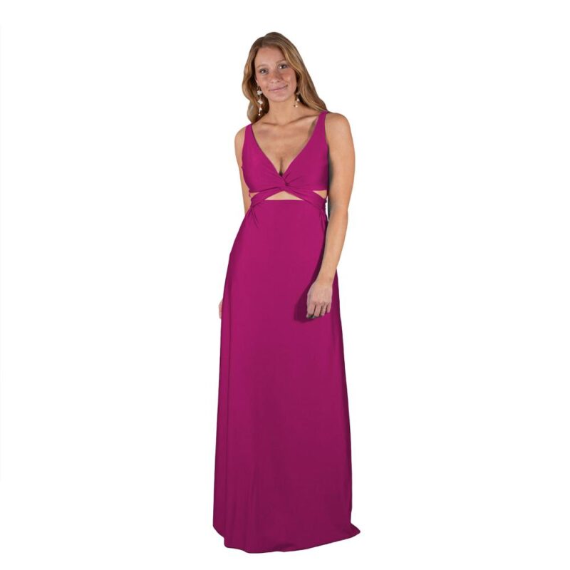 Vestido Largo Algarve Magenta Lycra Maria Paskaro
