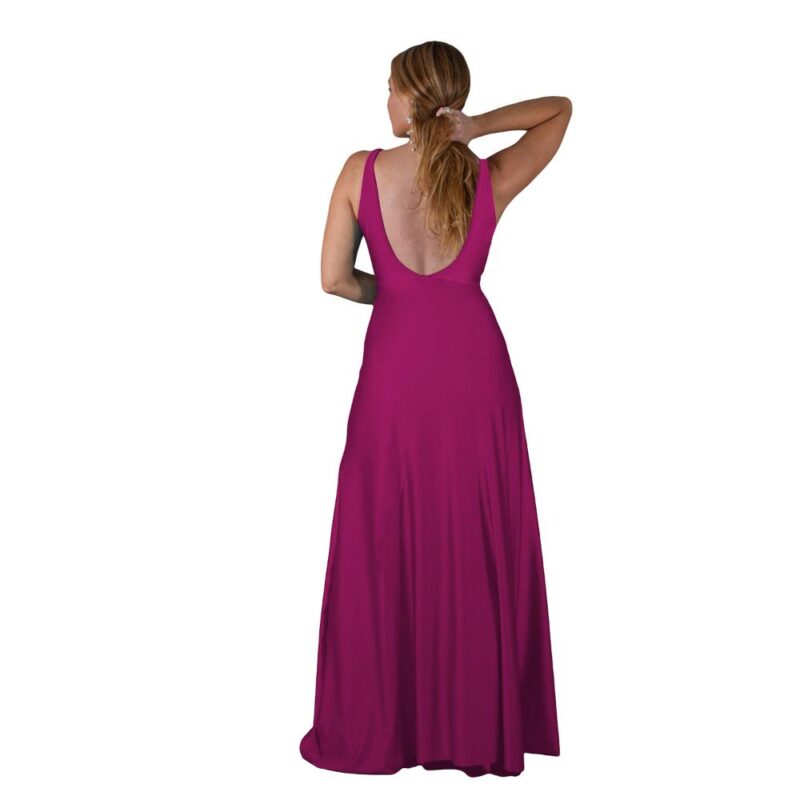 Vestido Largo Algarve Magenta Lycra Maria Paskaro