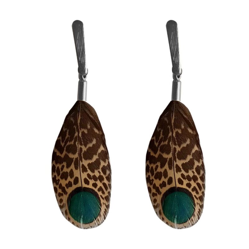 Aros de Pluma Malayo Café Plateado B Maria Paskaro
