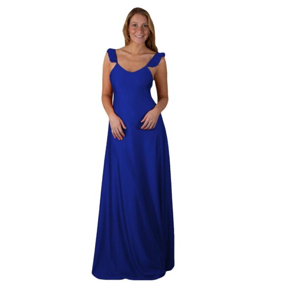 Vestido Largo Jaipur Azulino Lycra Dupont Maria Paskaro