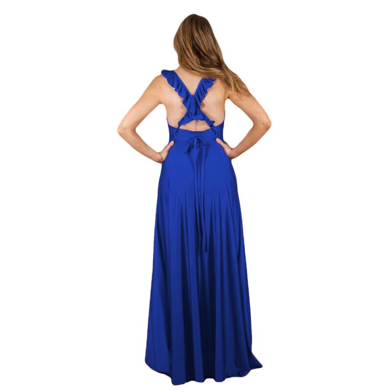 Vestido Largo Jaipur Azulino Lycra Dupont Maria Paskaro