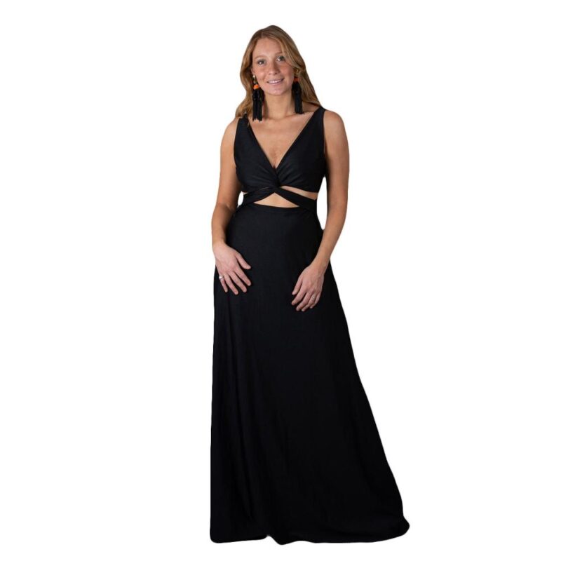 Vestido Largo Algarve Negro Lycra Dupont Maria Paskaro