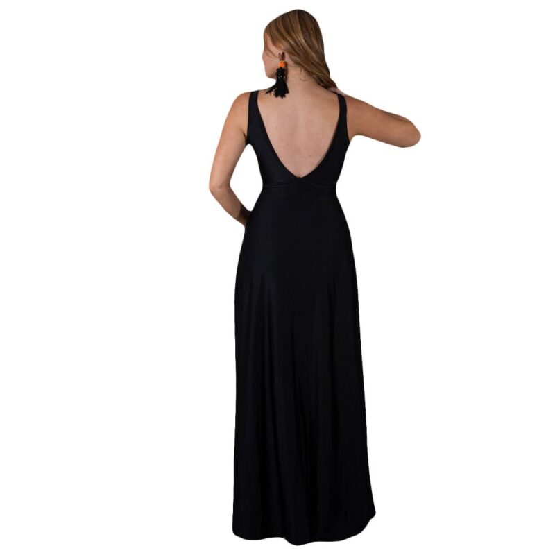 Vestido Largo Algarve Negro Lycra Dupont Maria Paskaro