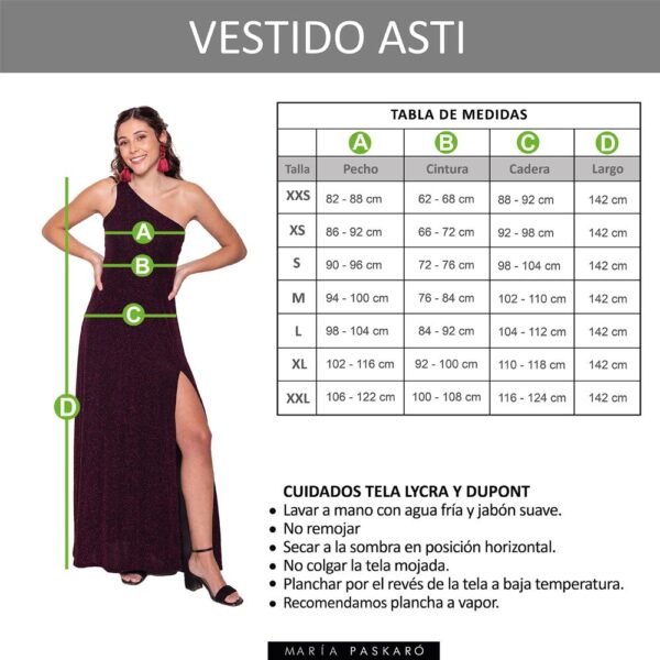 Vestido Largo Asti Negro Brillos Cherry Lycra Maria Paskaro - Imagen 4