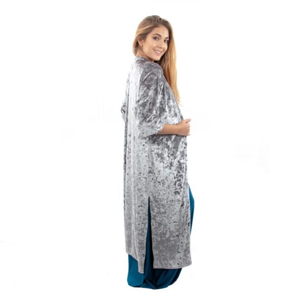 Tapado Kimono Santini Grafito Jaspeado Terciopelo Maria Paskaro - Imagen 2