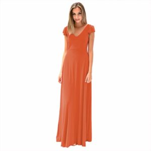 Vestido Largo Cairo Naranjo Lycra Maria Paskaro