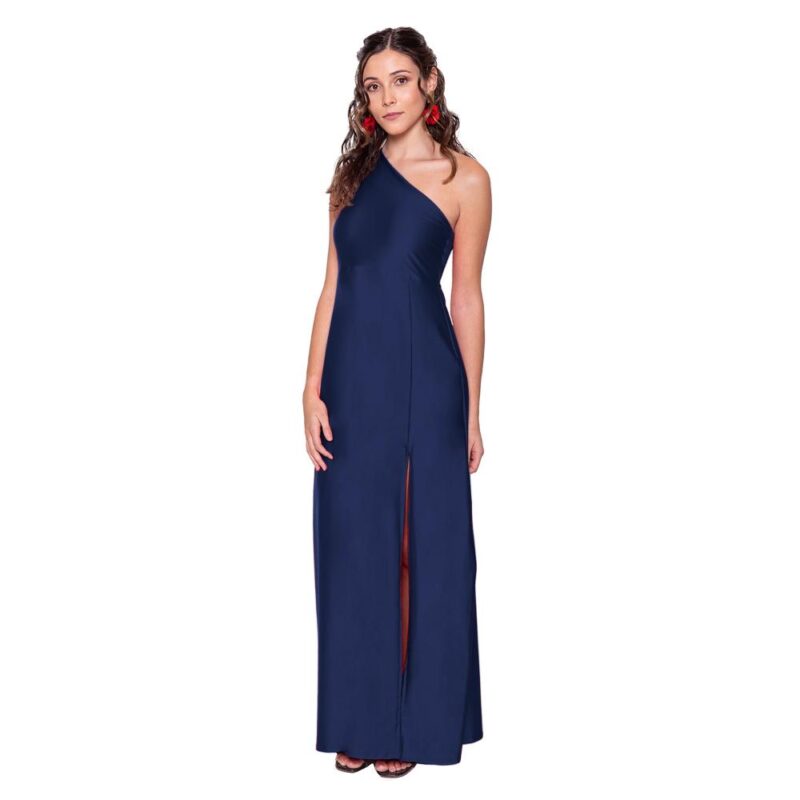 Vestido Largo Asti Azul Marino Dupont Maria Paskaro