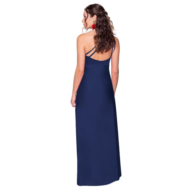 Vestido Largo Asti Azul Marino Dupont Maria Paskaro