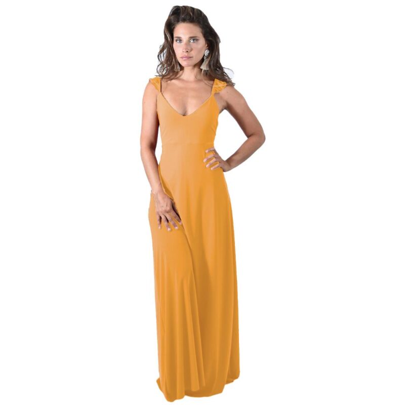 Vestido Largo Jaipur Mostaza Lycra Vuelitos Maria Paskaro