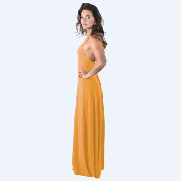 Vestido Largo Jaipur Mostaza Lycra Vuelitos Maria Paskaro - Imagen 2