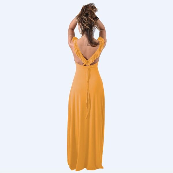 Vestido Largo Jaipur Mostaza Lycra Vuelitos Maria Paskaro - Imagen 3
