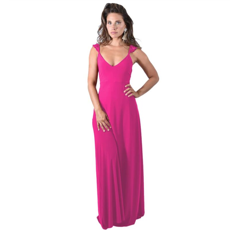Vestido Largo Jaipur Frambuesa Lycra Vuelitos Maria Paskaro