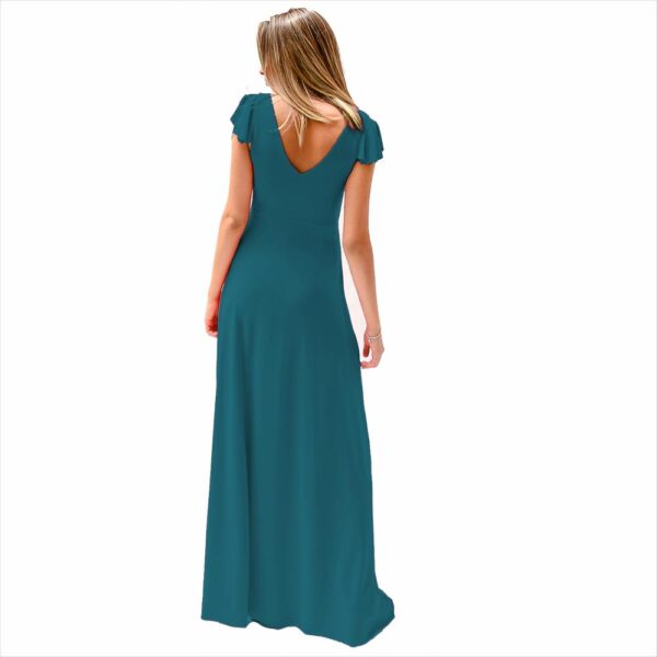 Vestido Largo Cairo Turquesa Lycra Bordado R Maria Paskaro - Imagen 2