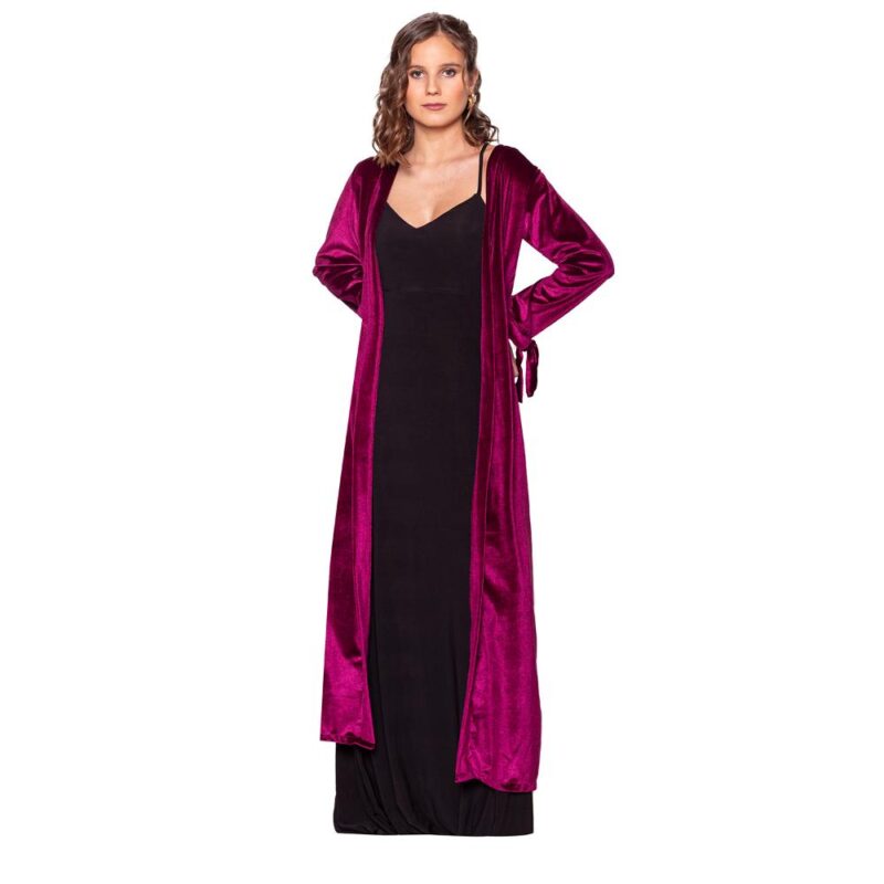 Tapado Kimono Largo Verona Magenta Terciopelo  Maria Paskaro