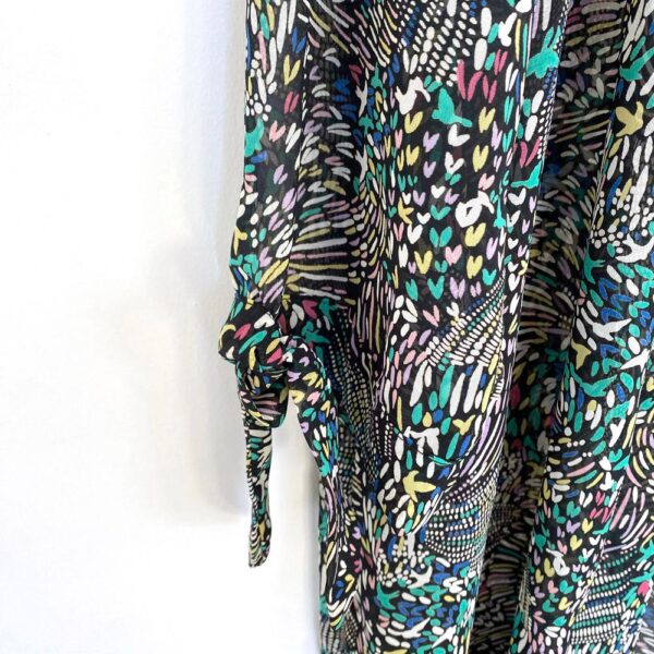 Tapado kImono Largo Verona Multicolor Turquesa Chiffon Maria Paskaro - Imagen 4