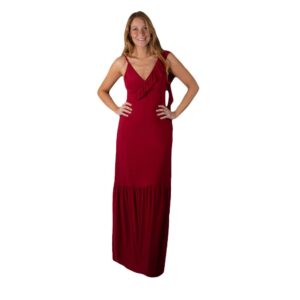 Vestido Largo Maia Rojo Italiano Lycra Maria Paskaro