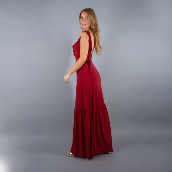 Vestido Largo Maia Rojo Italiano Lycra Maria Paskaro - Imagen 2