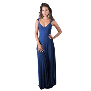 Vestido Largo Jaipur Azulino Lycra Vuelitos Maria Paskaro